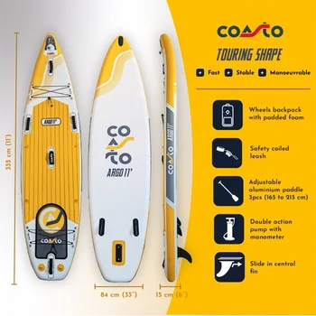 SUP Gonfiabile COASTO ARGO 11', PB-CARG110B, giallo, 335 &times; 84 &times; 15 cm - immagine 15